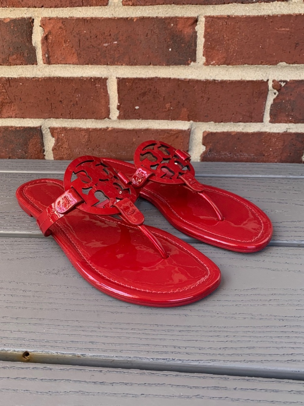 Tory Burch Miller Sandals in Red Patent Leather - Picture 2 of 13